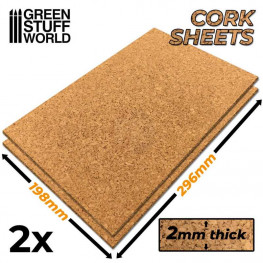 Green Stuff World: Cork Sheet (Korková tabuľa - hrúbka 2 mm) - 2 ks 